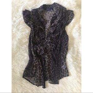 Purple Leopard Print Sheer Top
